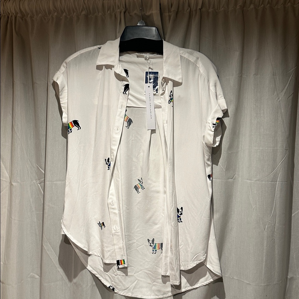 Marshalls White Shirt with Rainbow Dog Design